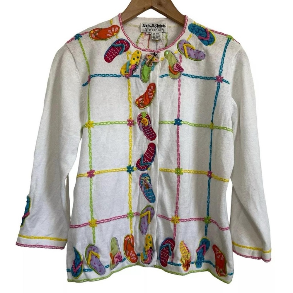 Vintage 1990s sandal embellished cardigan